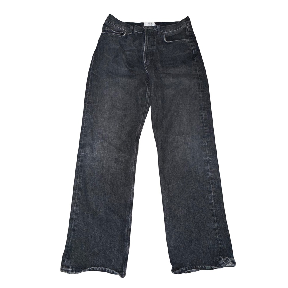 Agolde Fran‎ Relaxed Straight Leg Jeans Womens 27 Black High Rise Button Flyy
